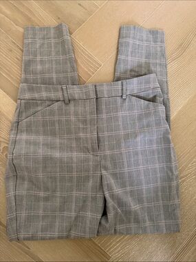 Express Editor Gray Plaid Tailored Trousers